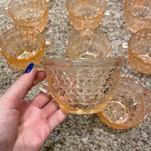 Set of 14 Depression Glass Teacups